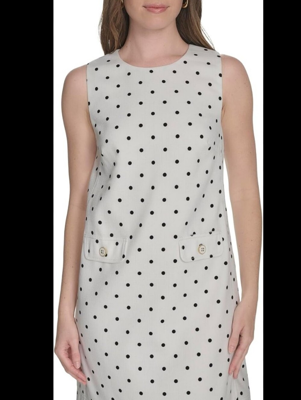 NWT Tommy Hilfiger Polka Dot Sleeveless Shift Dress White Black Size 10 $119